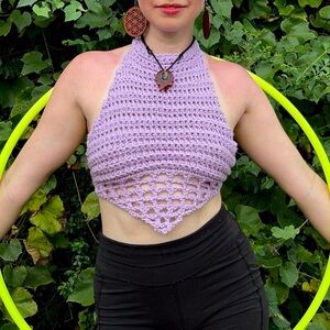 Handmade Crochet Fairy Halter Crop Top S